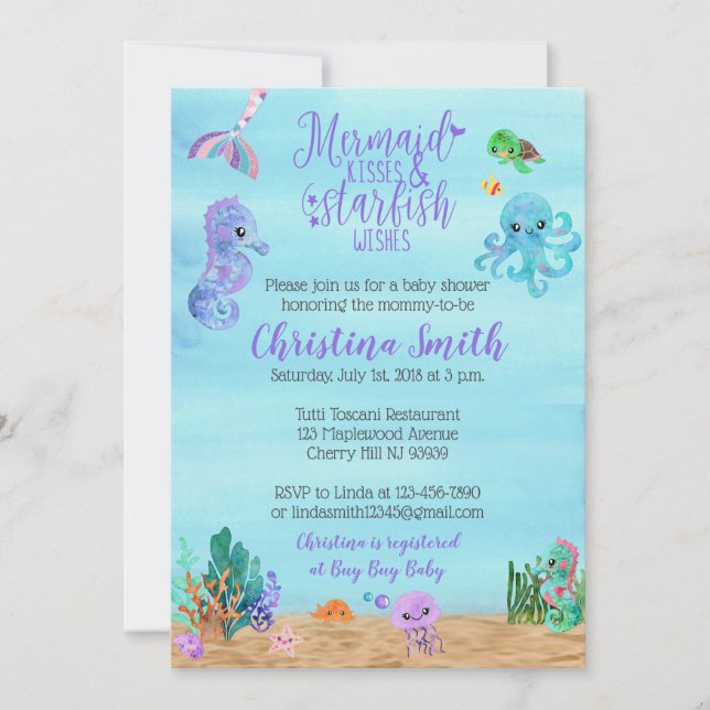 Invitaciones de Baby Shower del mar para una (Anverso)
