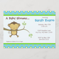 Invitaciones de Baby Shower del mono de la MOD -