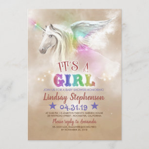 Invitaciones de Baby Shower del unicornio