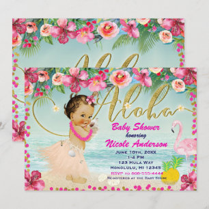 Invitaciones de Baby Shower Hawaiano Retro Playa A