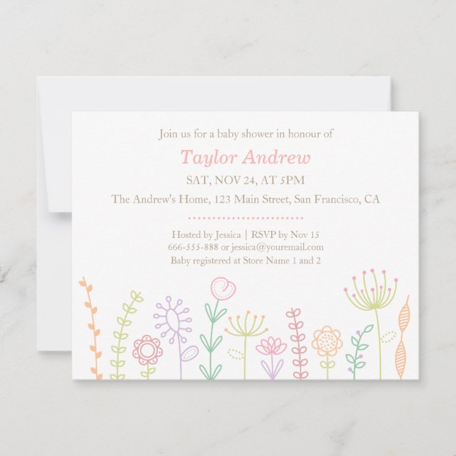 Invitaciones de Baby Shower para Primavera con Pas (Anverso)