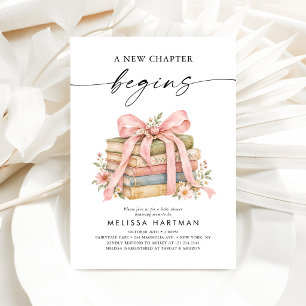 Invitaciones de Baby Shower Pink Bow Books Un Nuev