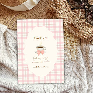 Invitaciones de baby shower Pink Gingham Bonjour C