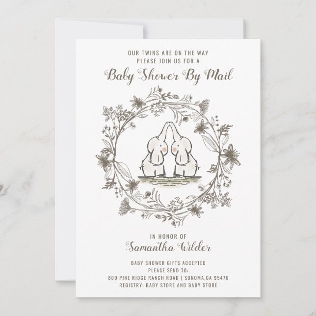 Invitaciones de Baby Shower por correo | Gemelos (Anverso)
