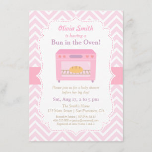 Invitaciones de Baby Shower Rosa Pan en el Horno