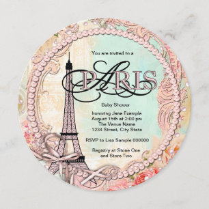 Invitaciones de Baby Shower Rosa París