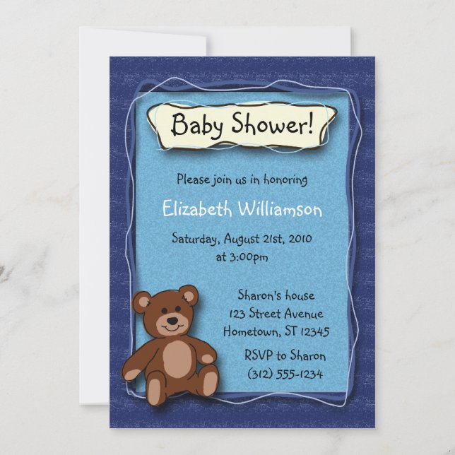 Invitaciones de Baby Shower Teddy Bear (Boy) (Anverso)