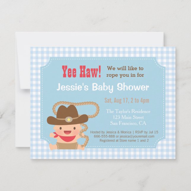 Invitaciones de Baby Shower Western de Cowboy Ging (Anverso)