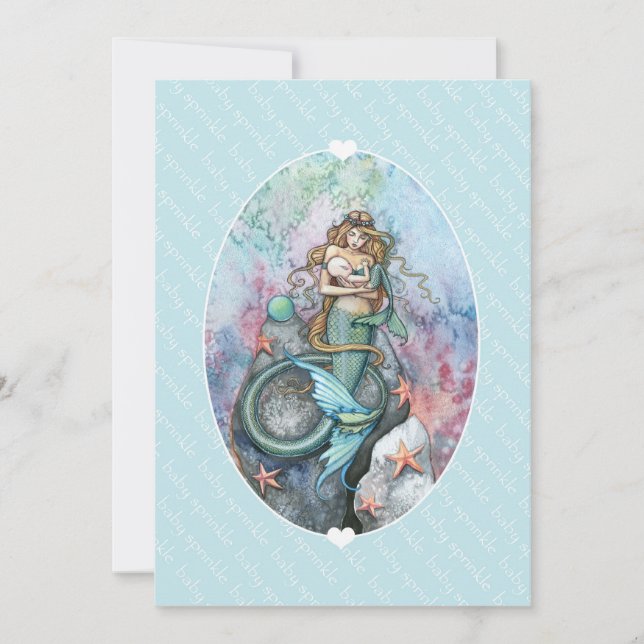 Invitaciones de Baby Sprinkle Mermaid y Baby (Anverso)