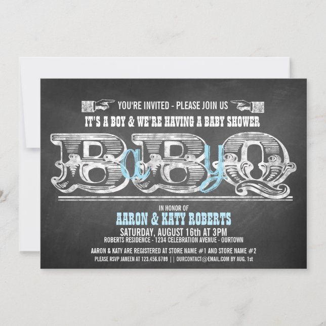 Invitaciones de Babyq (niño) para la fiesta de bar (Anverso)