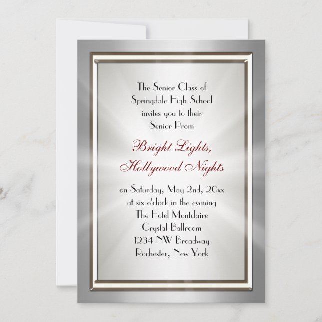 Invitaciones de baile de graduación Silver Star Sp (Anverso)