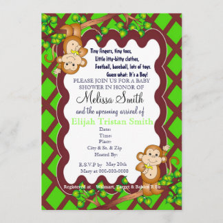 Invitaciones de balanceo de Baby Shower del mono