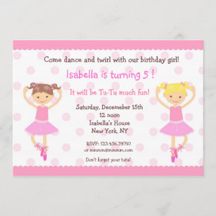Invitaciones de Ballet Ballerina Dance BIrthday