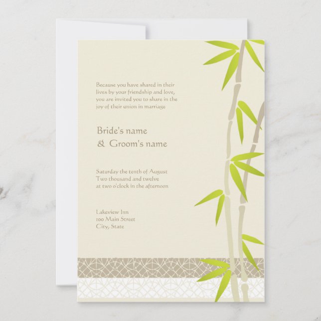 Invitaciones de bambú de la boda del diseño (Anverso)