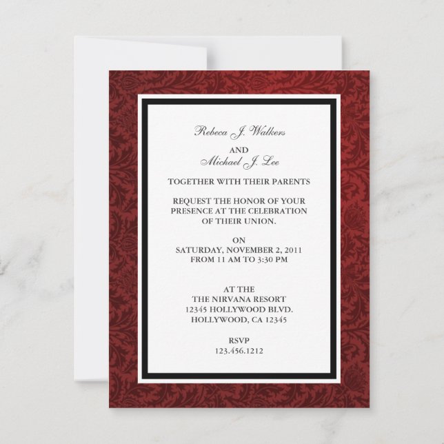 Invitaciones de banda de boda elegante (Reverso)