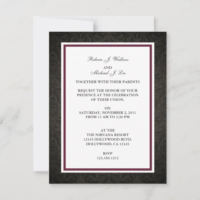 Invitaciones de banda de boda elegante (Reverso)