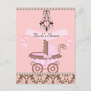 INVITACIONES DE BAÑO DE BEBÉ NIÑA DAMASCO ANTIGUO