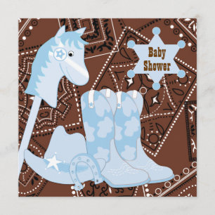 Invitaciones de Baño de Bebé Vaquero Azul Marrón B