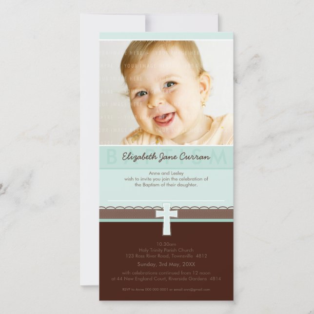INVITACIONES DE BAPTISMO FOTOGRÁFICO :: puro 3 (Anverso)