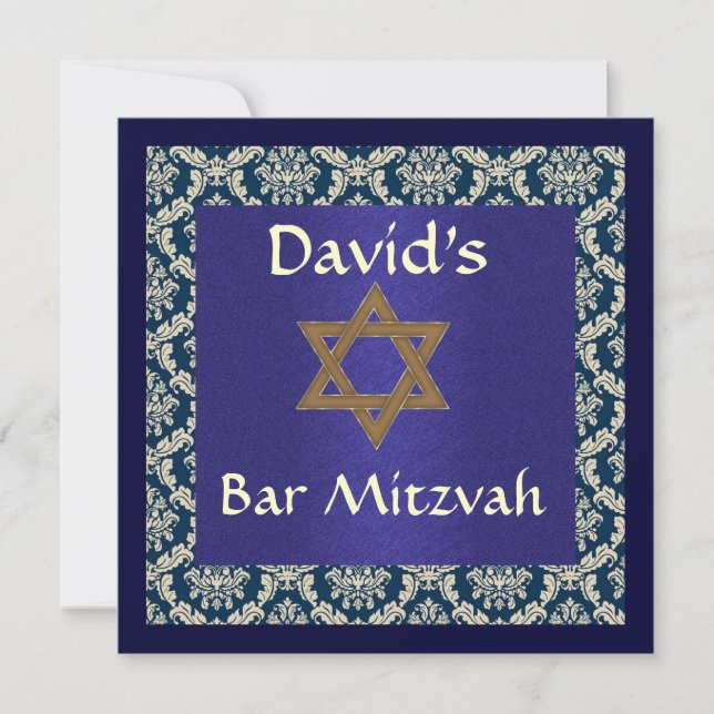 INVITACIONES DE BAR MITZVAH DAMASK (Anverso)