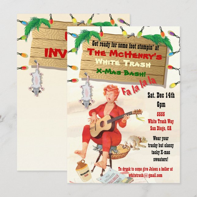 Invitaciones de Bash de Navidades de Bash Blancos (Anverso / Reverso)