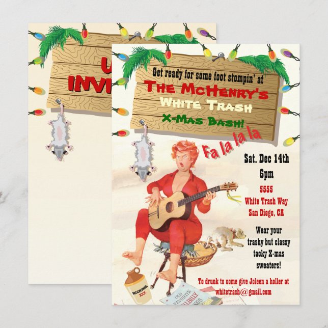 Invitaciones de Bash de Navidades de Bash Blancos (Anverso / Reverso)