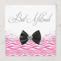 Invitaciones de Bat Mitzvah de Cebra Rosa