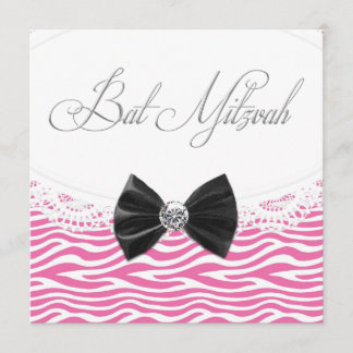 Invitaciones de Bat Mitzvah de Cebra Rosa