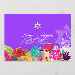 invitaciones de Bat Mitzvah de PixDezines hibisco/