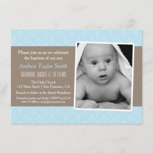 Invitaciones de Bautizo con Foto Elegantes y con E