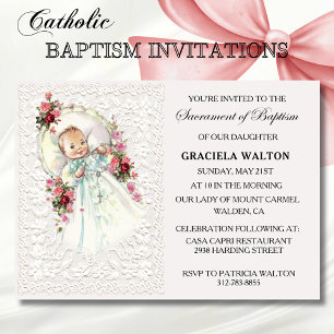 Invitaciones de Bautizo de Niña Católica