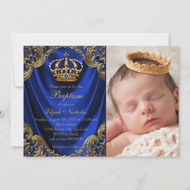 Invitaciones de Bautizo de Príncipe Corona Real (Anverso)