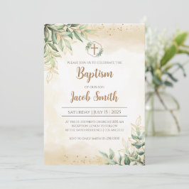 Invitaciones de bautizo de vegetación para el baut