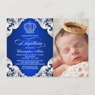 Invitaciones de Bautizo del Príncipe Azul Real