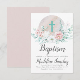 Invitaciones de Bautizo Floral de Primavera con Ac