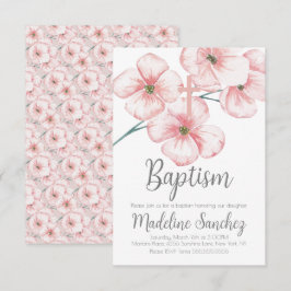 Invitaciones de Bautizo Floral Rosa Dedicación de