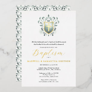 Invitaciones de Bautizo para Gemelos con Cresta Ve