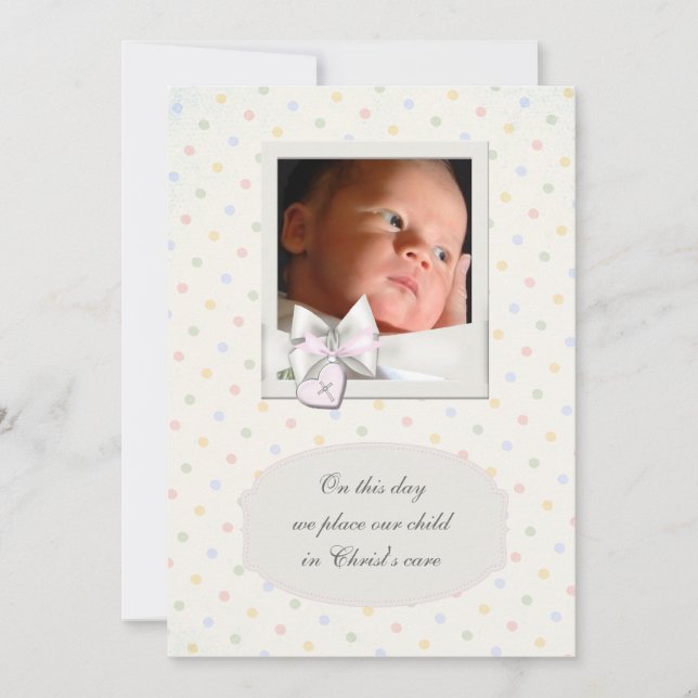 Invitaciones de Bautizo para Niña en Pastel Vintag (Anverso)