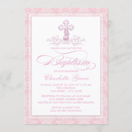 Invitaciones de Bautizo para Niñas con Cruz de Dam