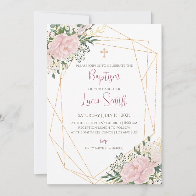 Invitaciones de bautizo para niñas para invitacion (Anverso)