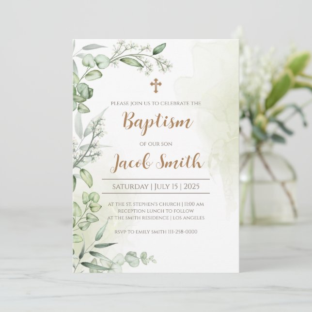 Invitaciones de bautizo y bautismo (Anverso de pie)