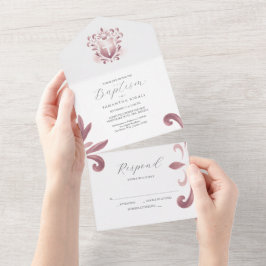 Invitaciones de Bautizo y Tarjeta de RSVP Cresta P