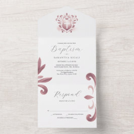 Invitaciones de Bautizo y Tarjeta de RSVP Cresta P