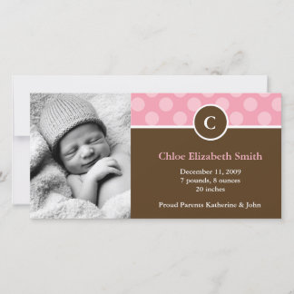 Invitaciones de bebé monograma con puntos de polka