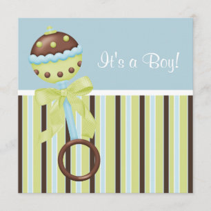 Invitaciones de bebé niño de ducha en verde menta
