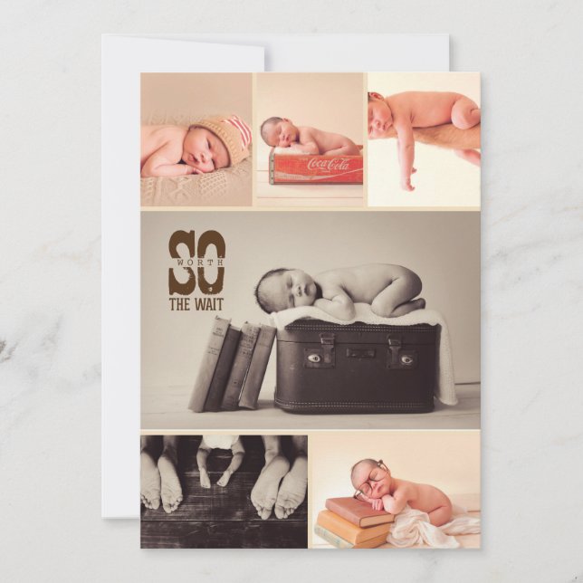 Invitaciones de bebé rusticas - Anuncio de nacimie (Anverso)