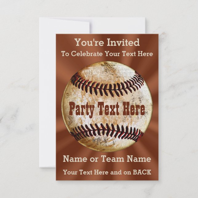 Invitaciones de béisbol más frías, TU TEXTO (Anverso)