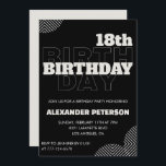 Invitaciones de Black 18th cumpleaños Hombres Fies<br><div class="desc">Invitaciones de negro a los 18 años Hombres Fiesta moderno</div>
