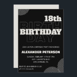 Invitaciones de Black 18th cumpleaños Hombres Fies<br><div class="desc">Invitaciones de negro a los 18 años Hombres Fiesta moderno</div>