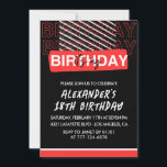 Invitaciones de Black 18th cumpleaños Hombres Fies<br><div class="desc">Invitaciones de Black 18th cumpleaños Hombres Fiesta Rojo</div>